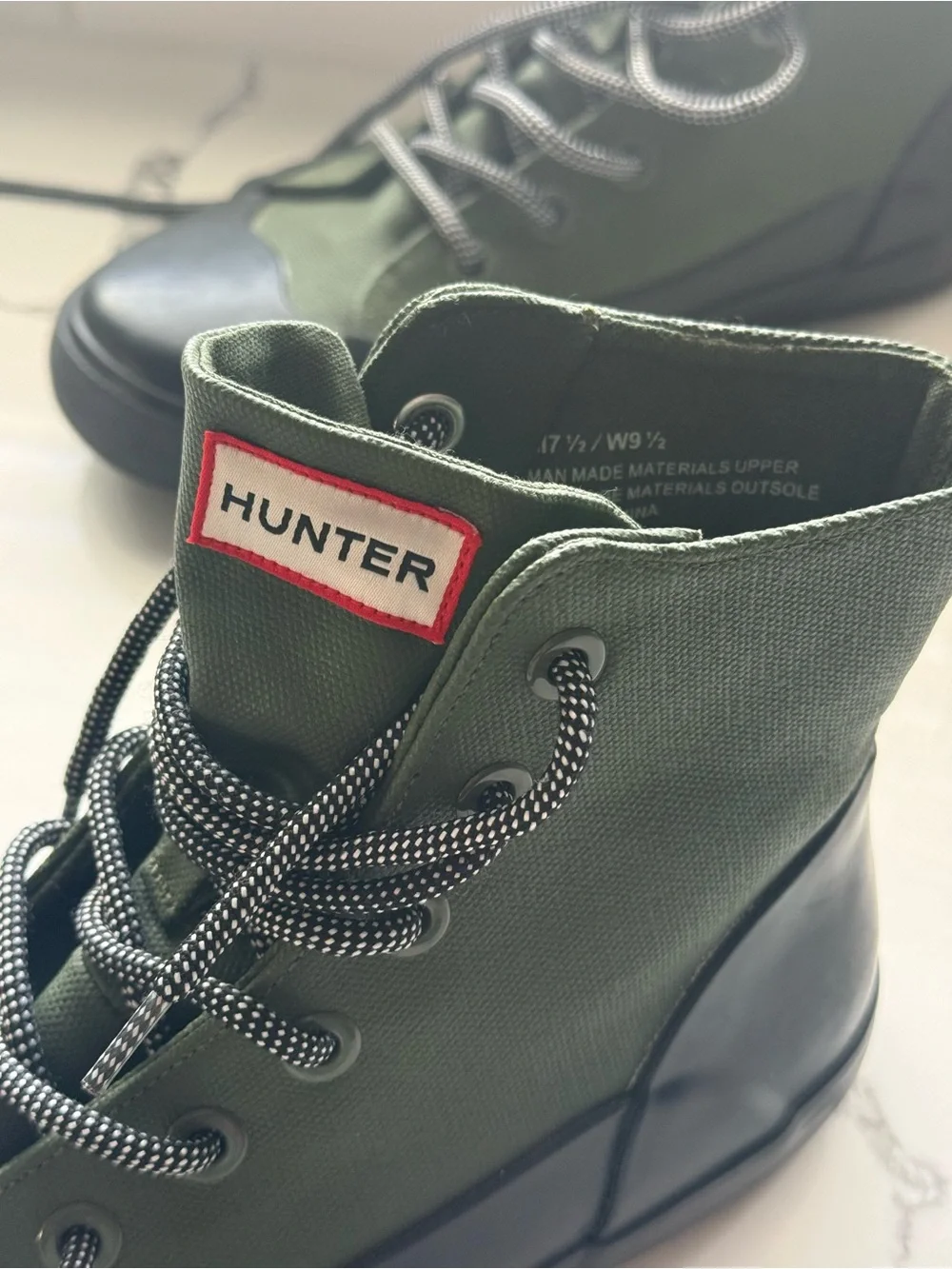 Hunter Olive Green Lace-Up Men's Boots